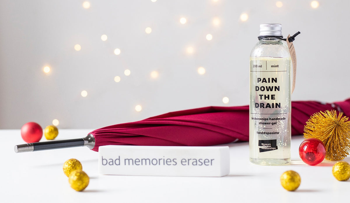 If 2021made you feel like crying the sky out we've got you covered. Our umbrella is tears-proof, the pain will go down with our shower gel before our oversized eraser gets you or that special someonelaughing.